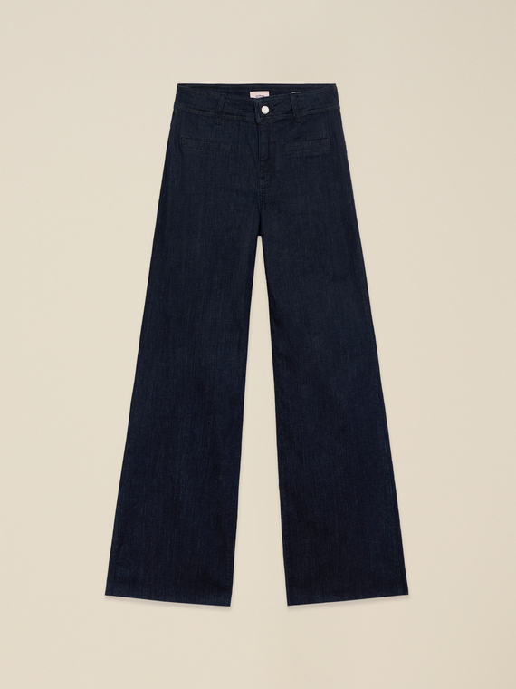 Blaue Rinse-Palazzo-Jeans