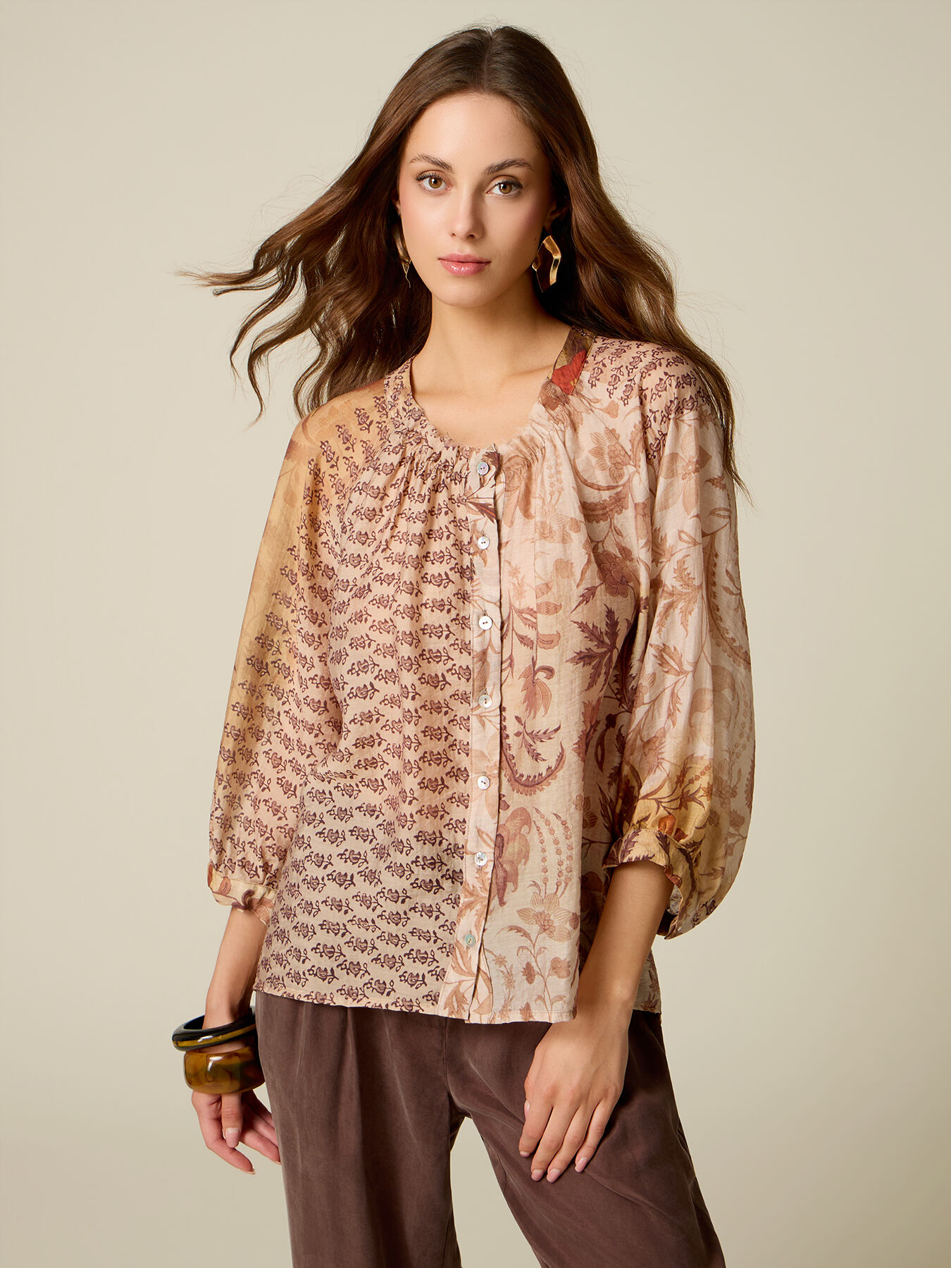 Camisa mezcla lyocell estampada image number 0