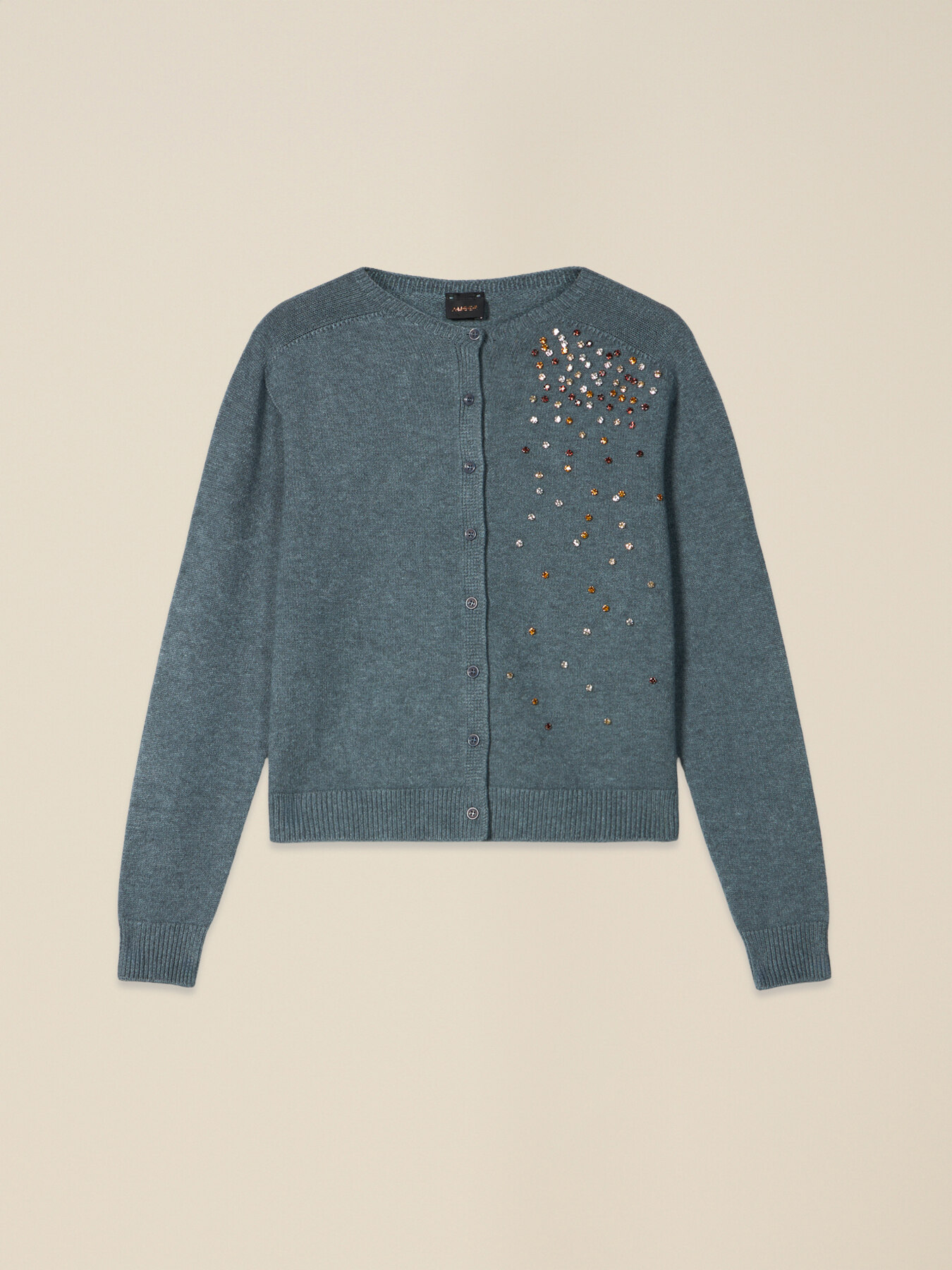 Cardigan misto viscosa con cristalli image number 3