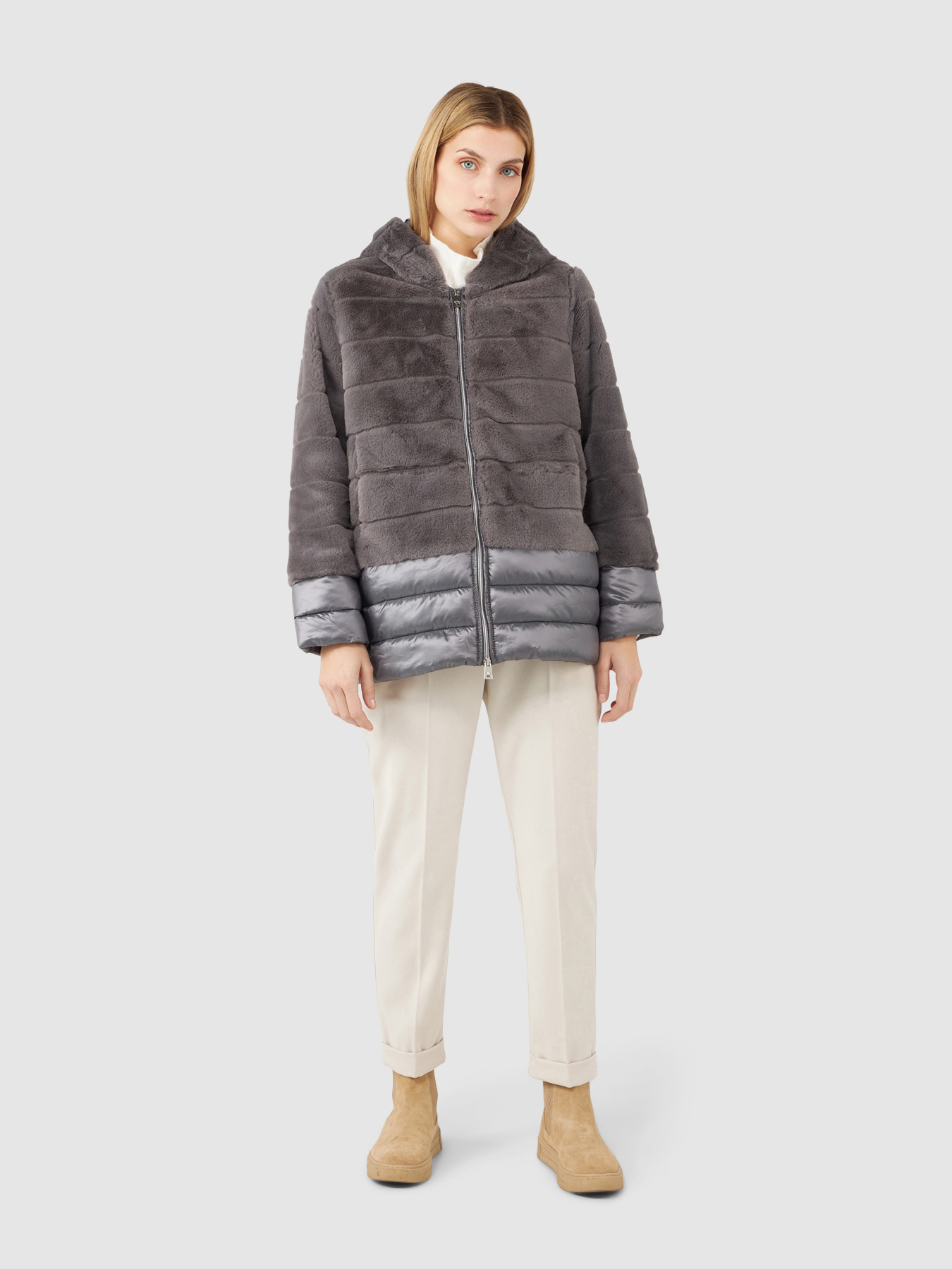 Pelliccia sintetica con parti in nylon image number 0