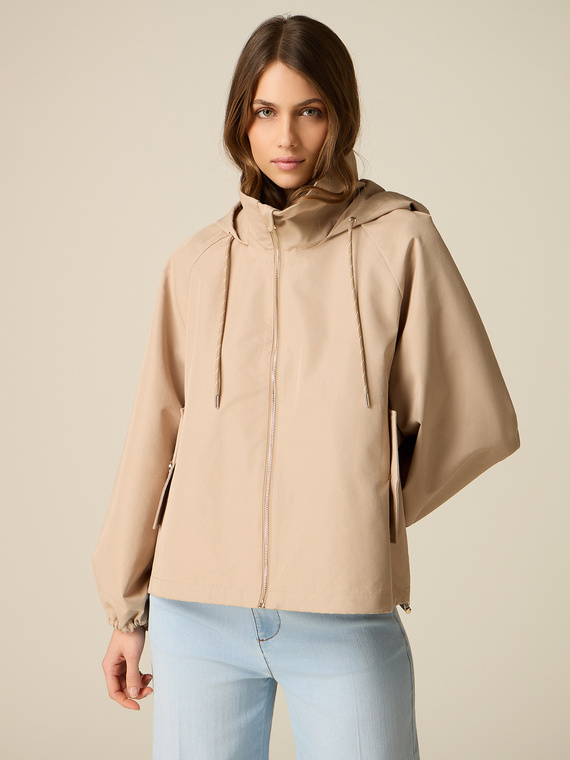 Mixed cotton parka jacket with hood