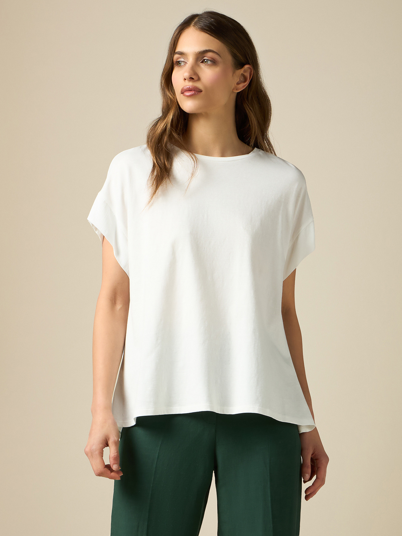 Oversize-T-Shirt aus zwei Materialien image number 0