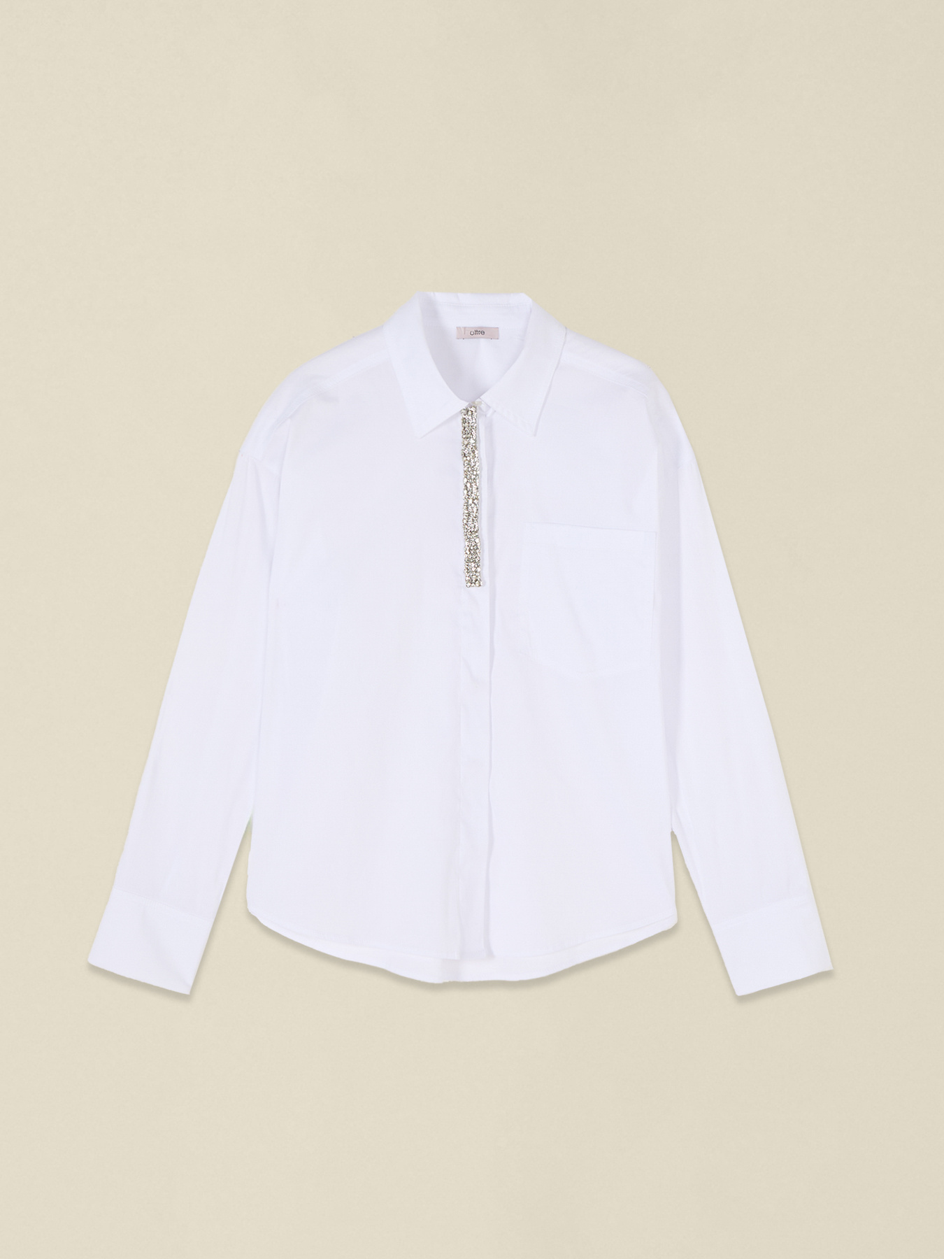 Poplin shirt with jewel embroidery image number 3