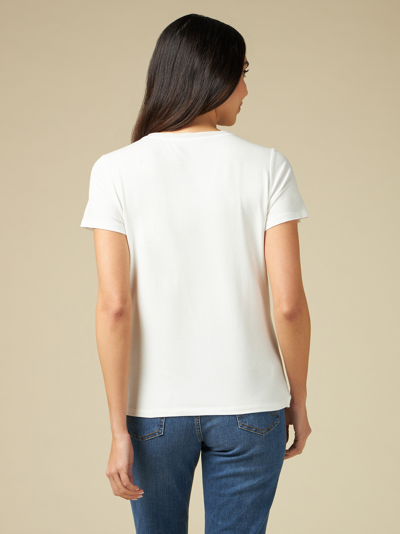 Dual-fabric T-shirt with rhinestones image number 1