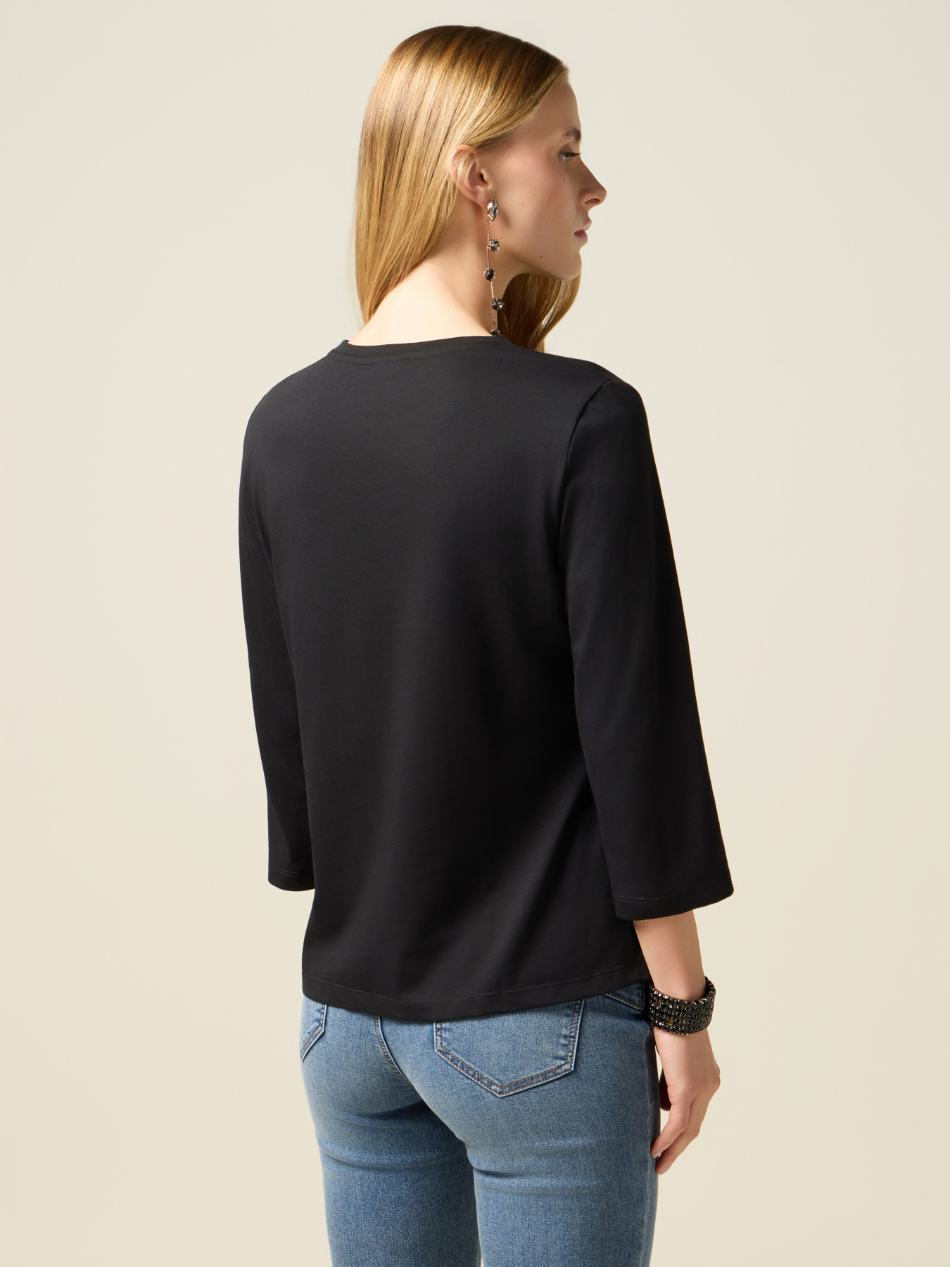 Jersey T-shirt with sequin patch image number 1