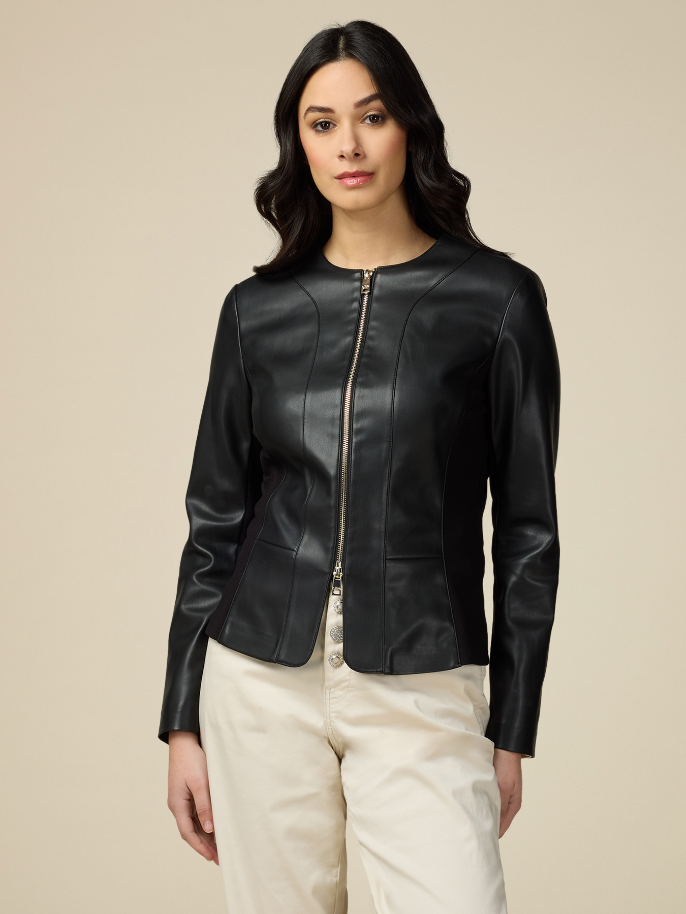 Slim fit winter jacket in coated fabric image number 0
