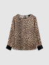 Bluse mit Animal-Print und Chenille-B&uuml;ndchen image number 4
