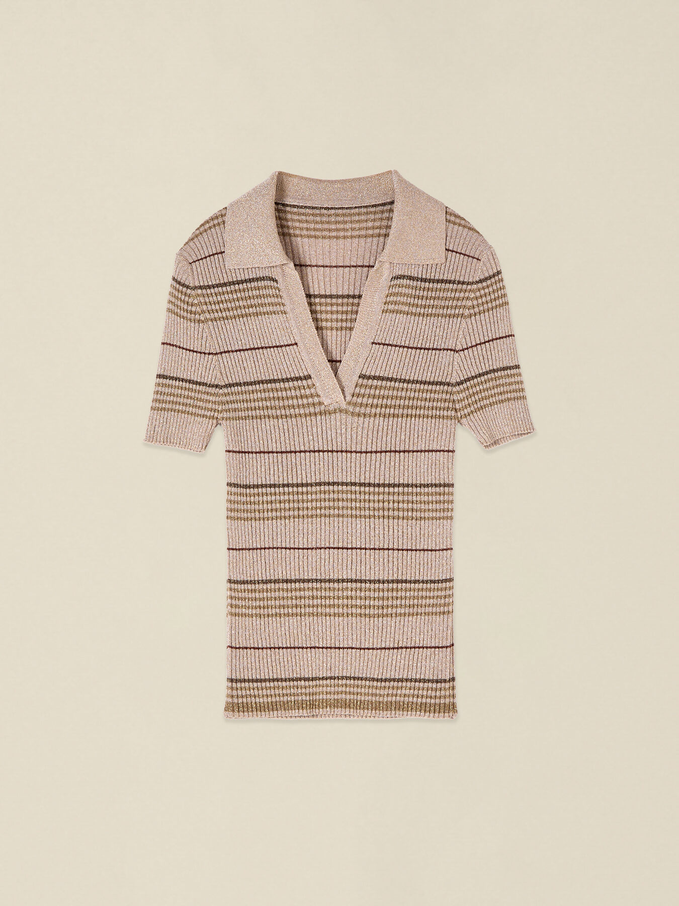 Gestreifter Strick-Poloshirt mit Lurex image number 3