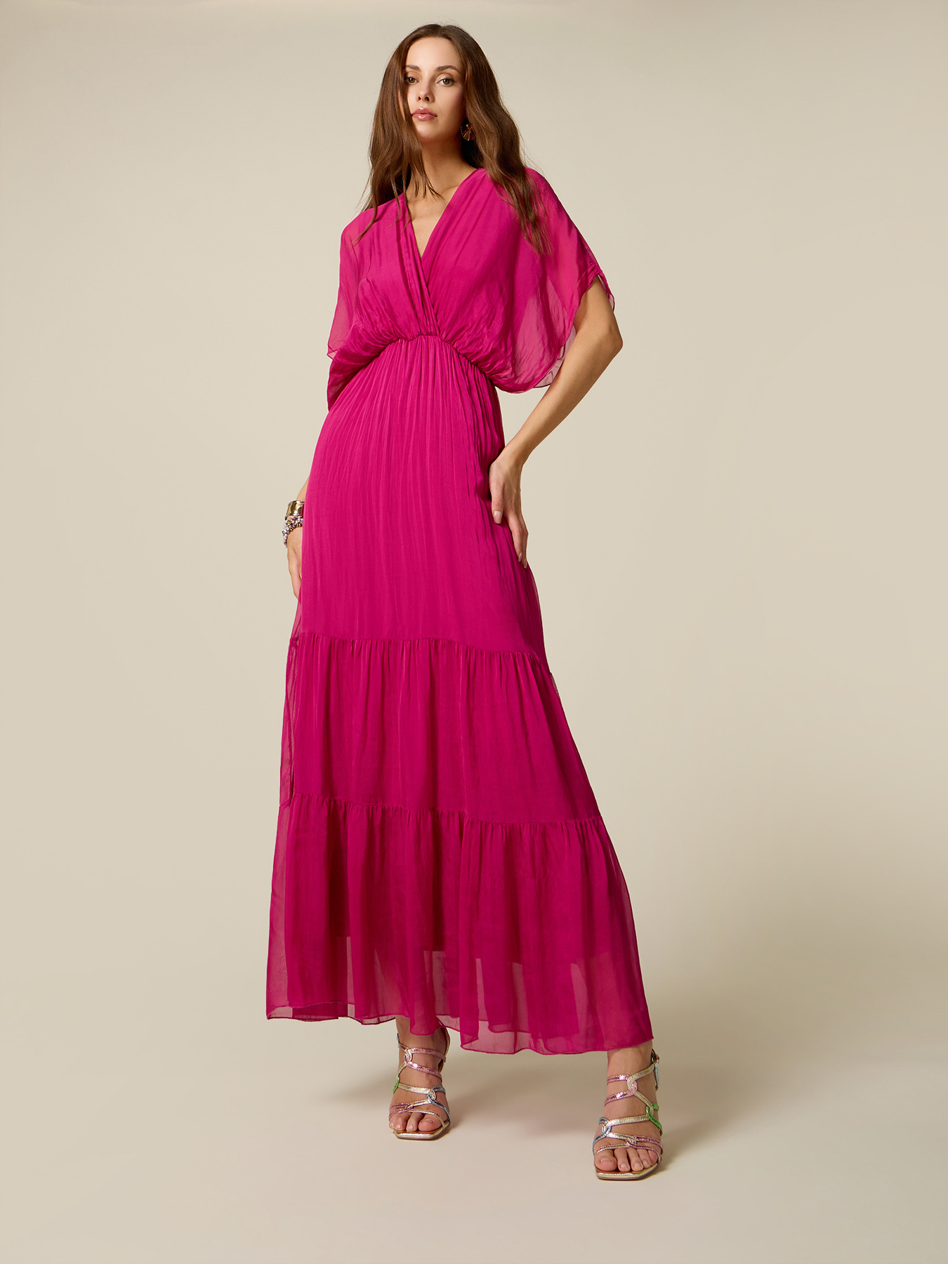 Langes Kleid aus Seiden-Voile-Mix image number 0