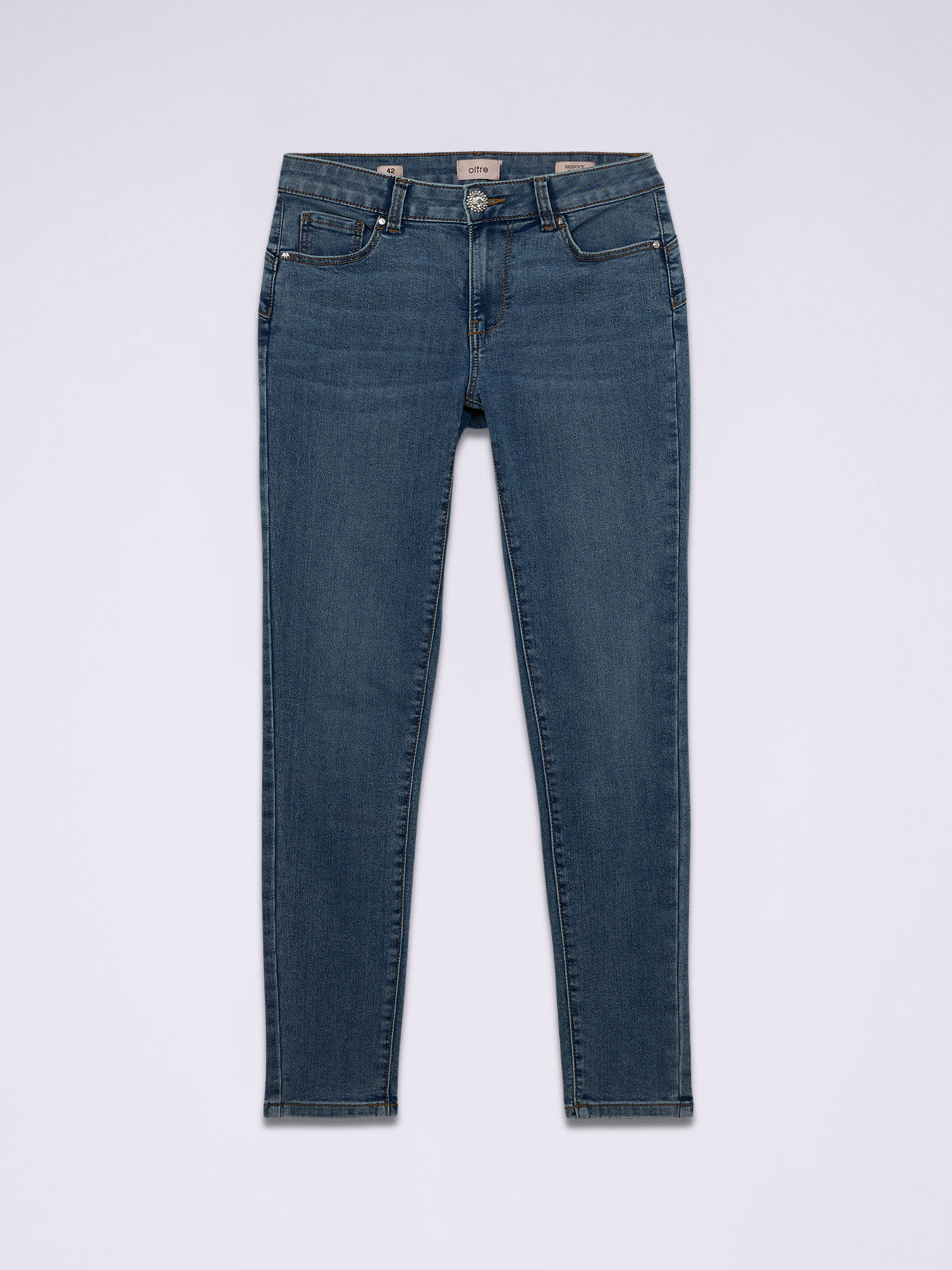 Skinny jeans with jewel button image number 4