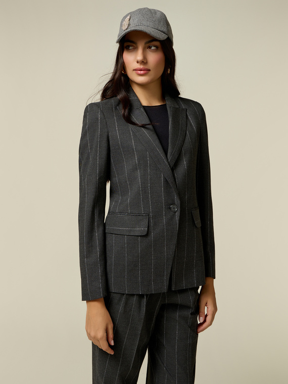 Pinstripe flannel blazer
