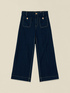 Jean court taille haute avec applications image number 4