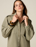 Oversized cotton shirt with jewel embellishments image number 2