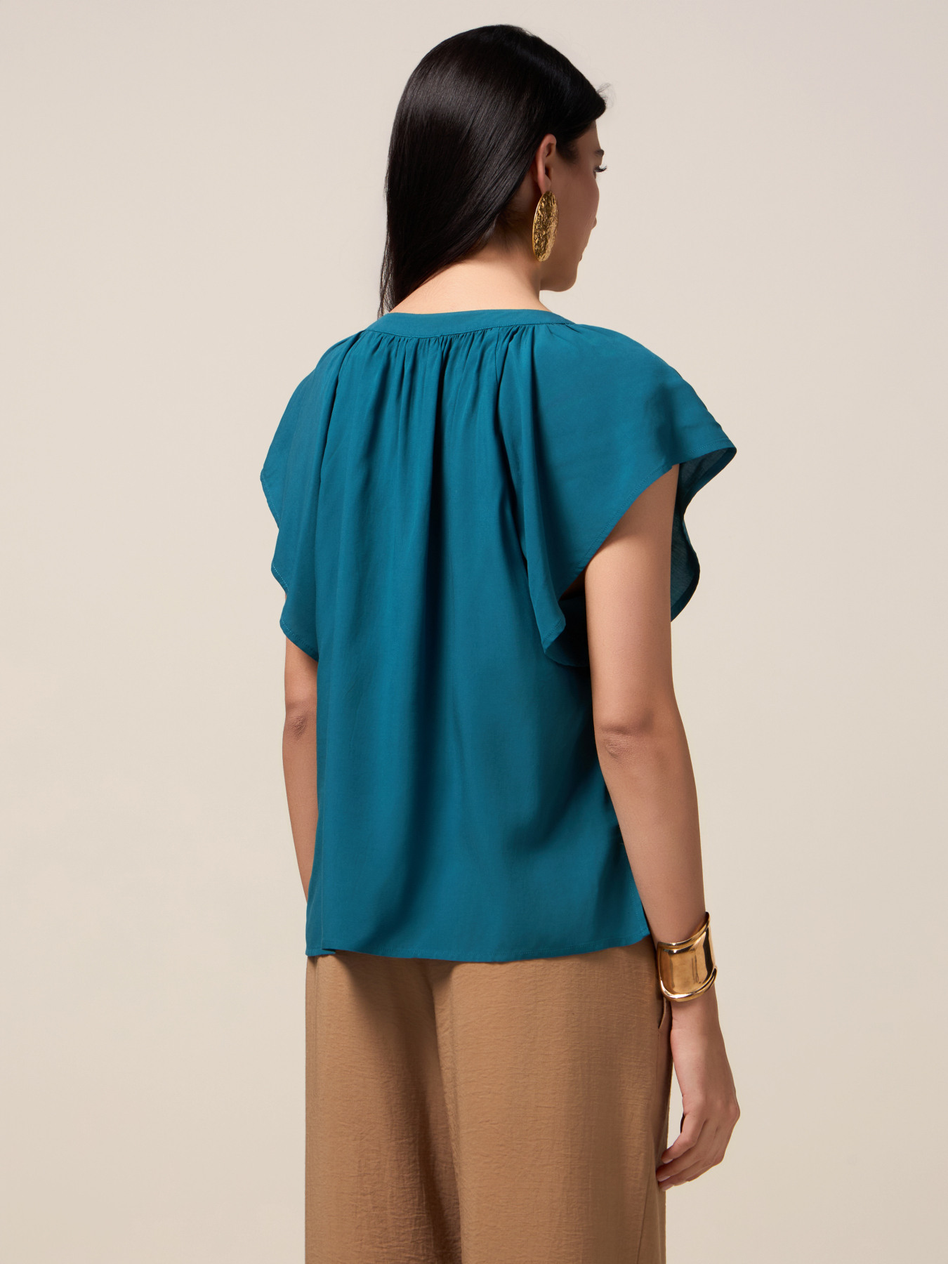 Short-sleeved viscose blouse image number 1