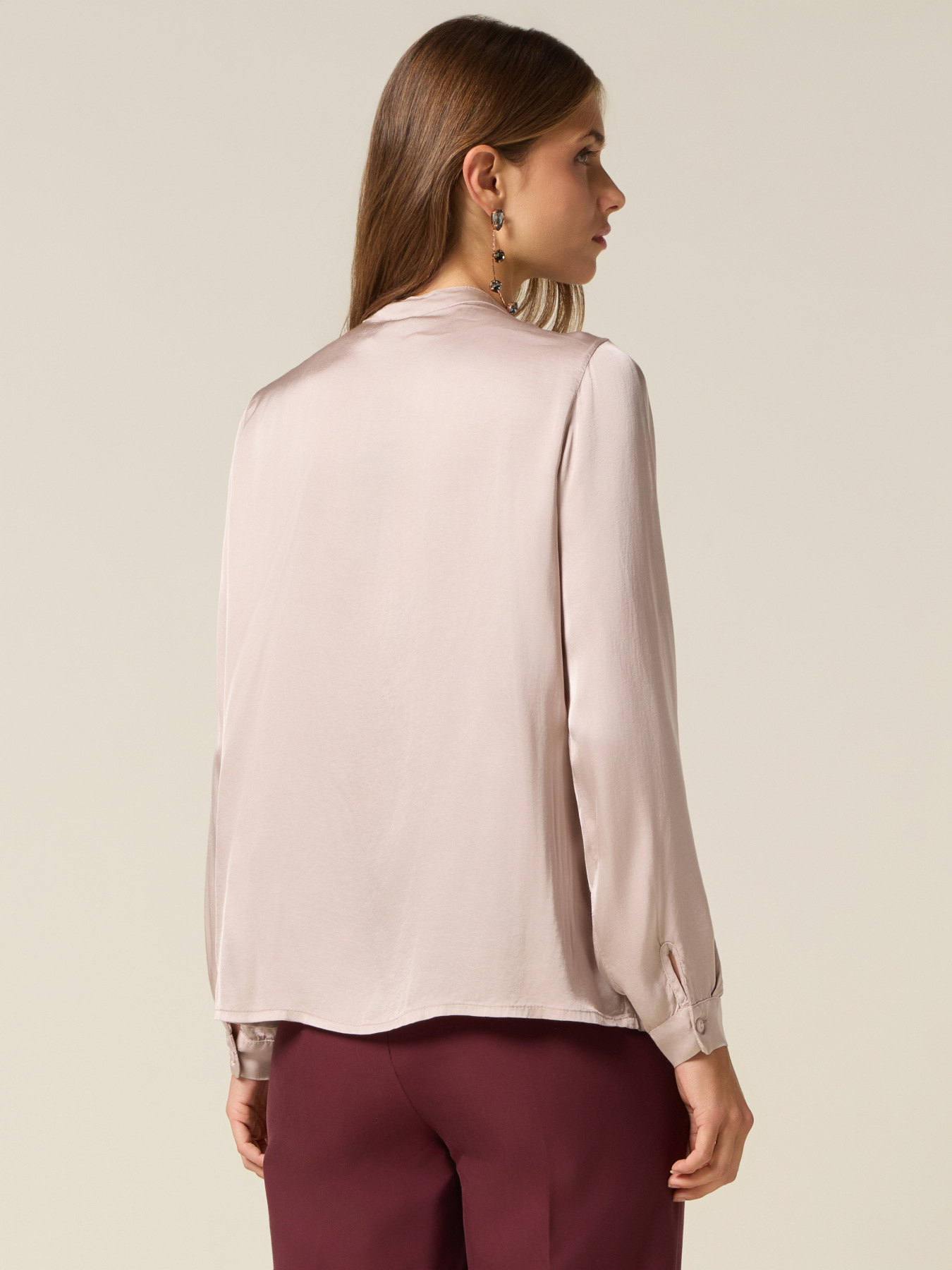 Satin shirt with ruffles image number 1