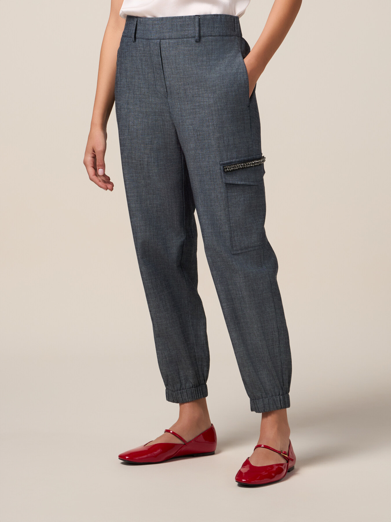 Jogger aus Leinen-Mix mit Denim-Effekt image number 3