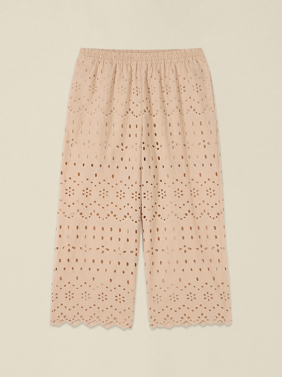 Cropped-Hose aus Lochstickerei