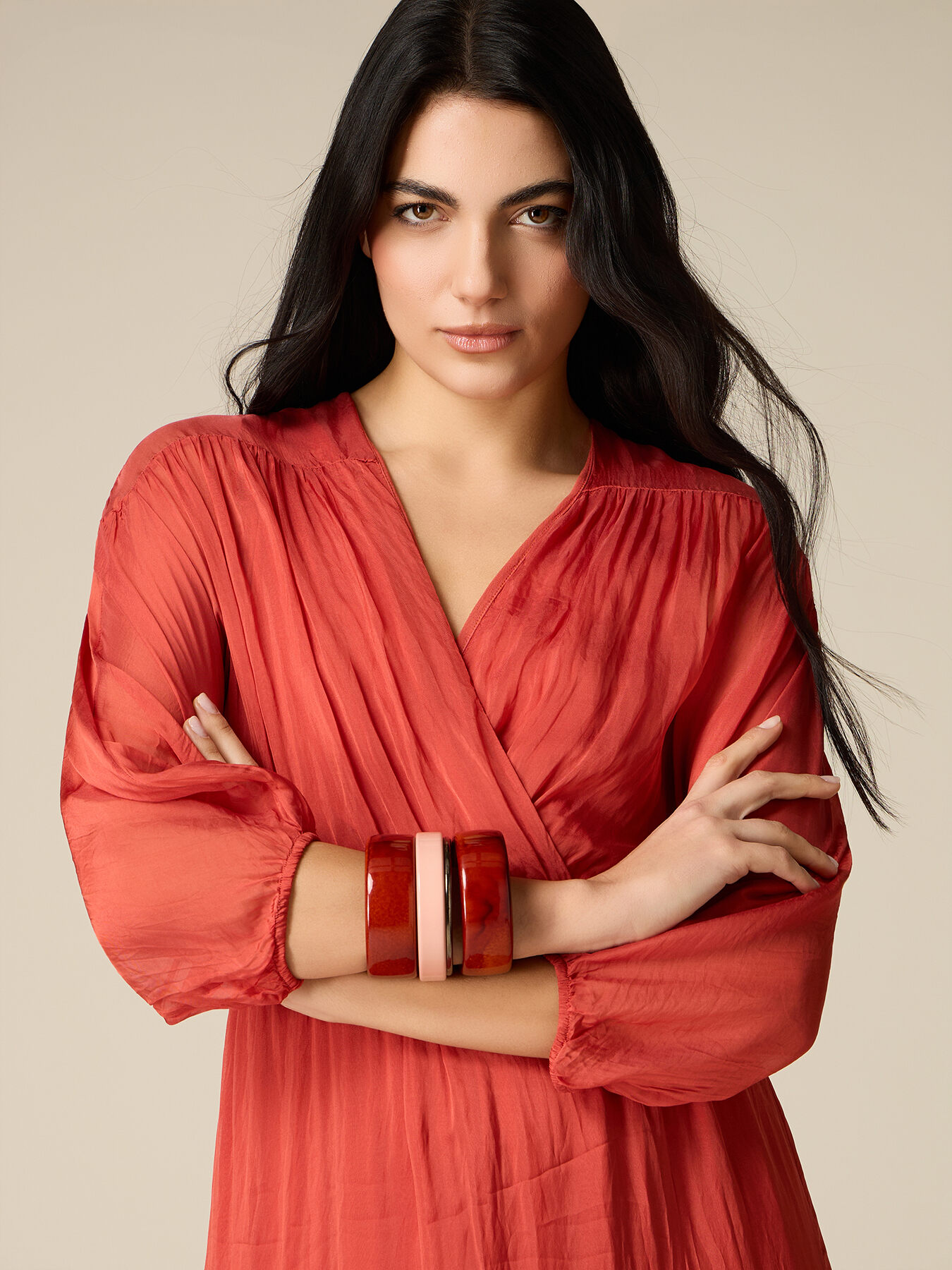 Long dress in silk blend voile image number 2