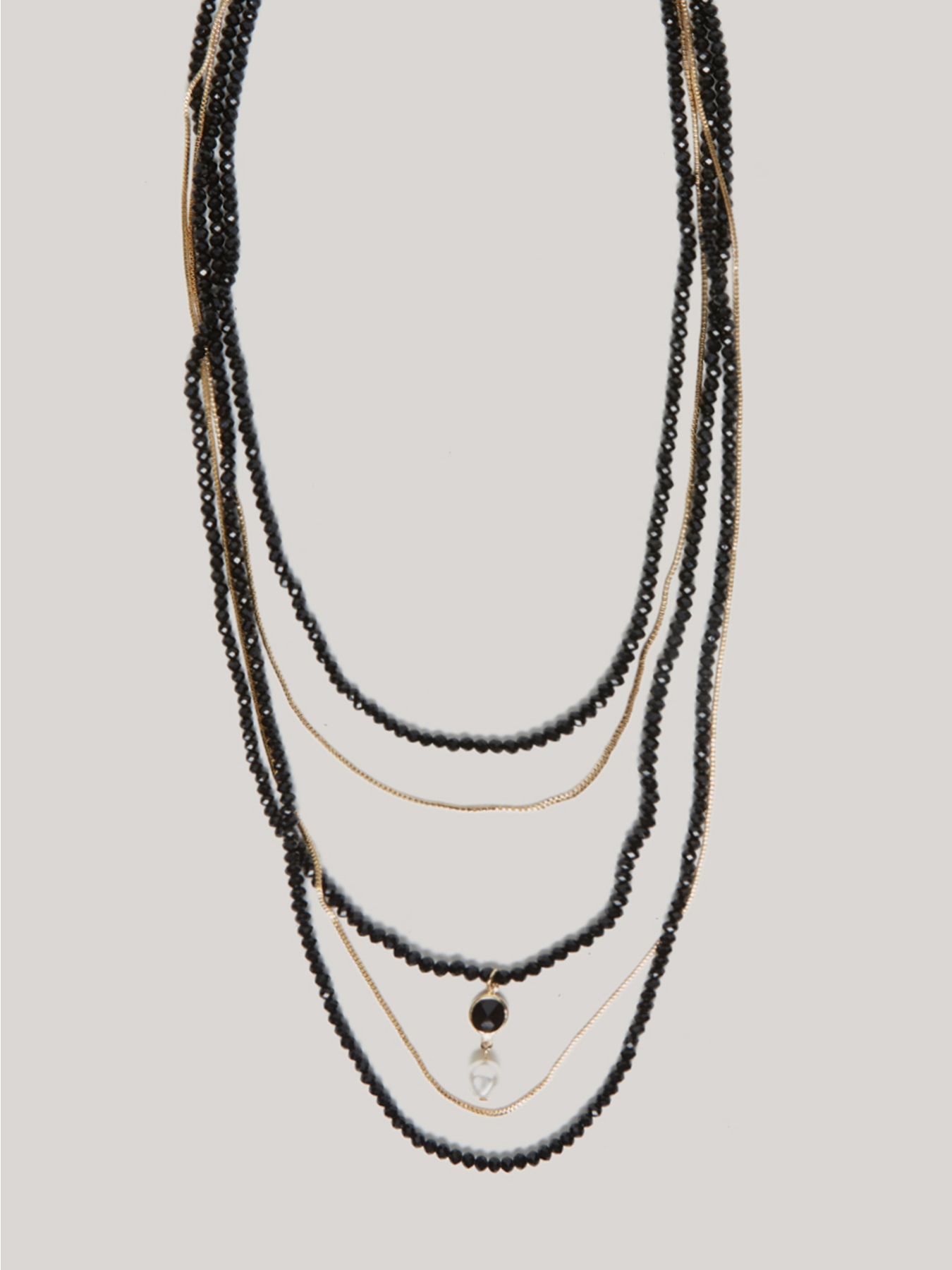 Collana multifilo con pietre nere image number 1