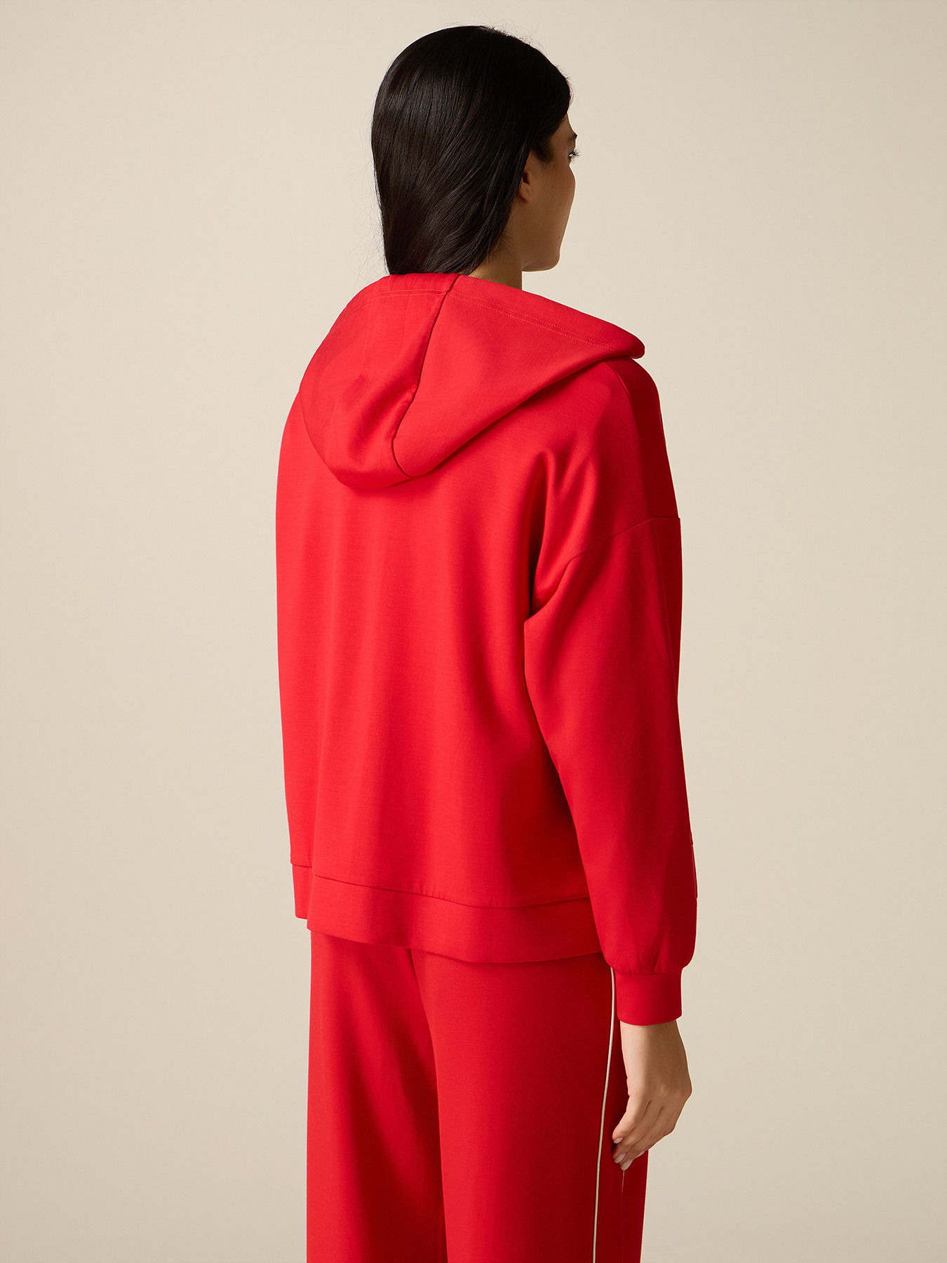 Sweatshirt with zip, hood and trim image number 1