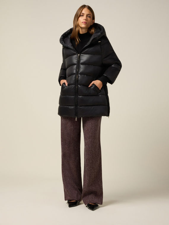 Midi down jacket with hood