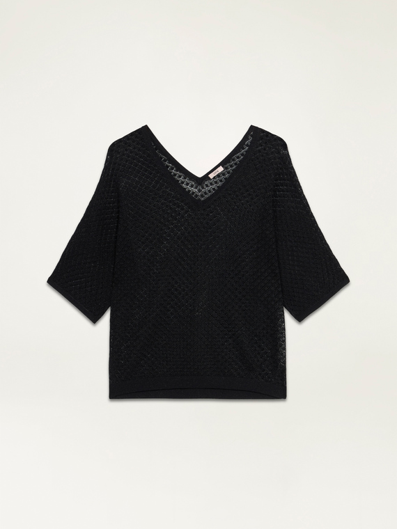 Openwork lurex sweater