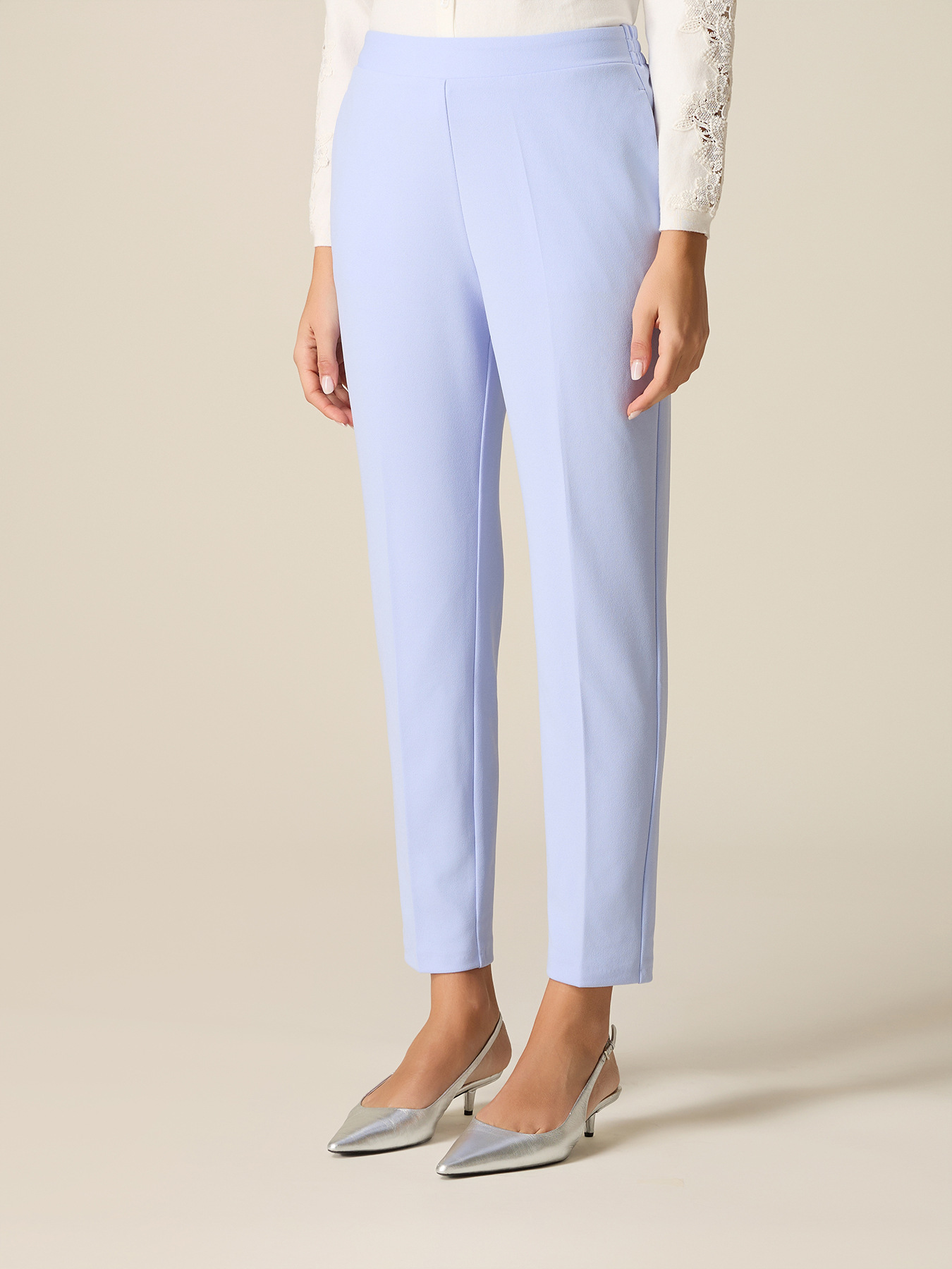 Regular pants in cr&ecirc;pe fabric image number 3