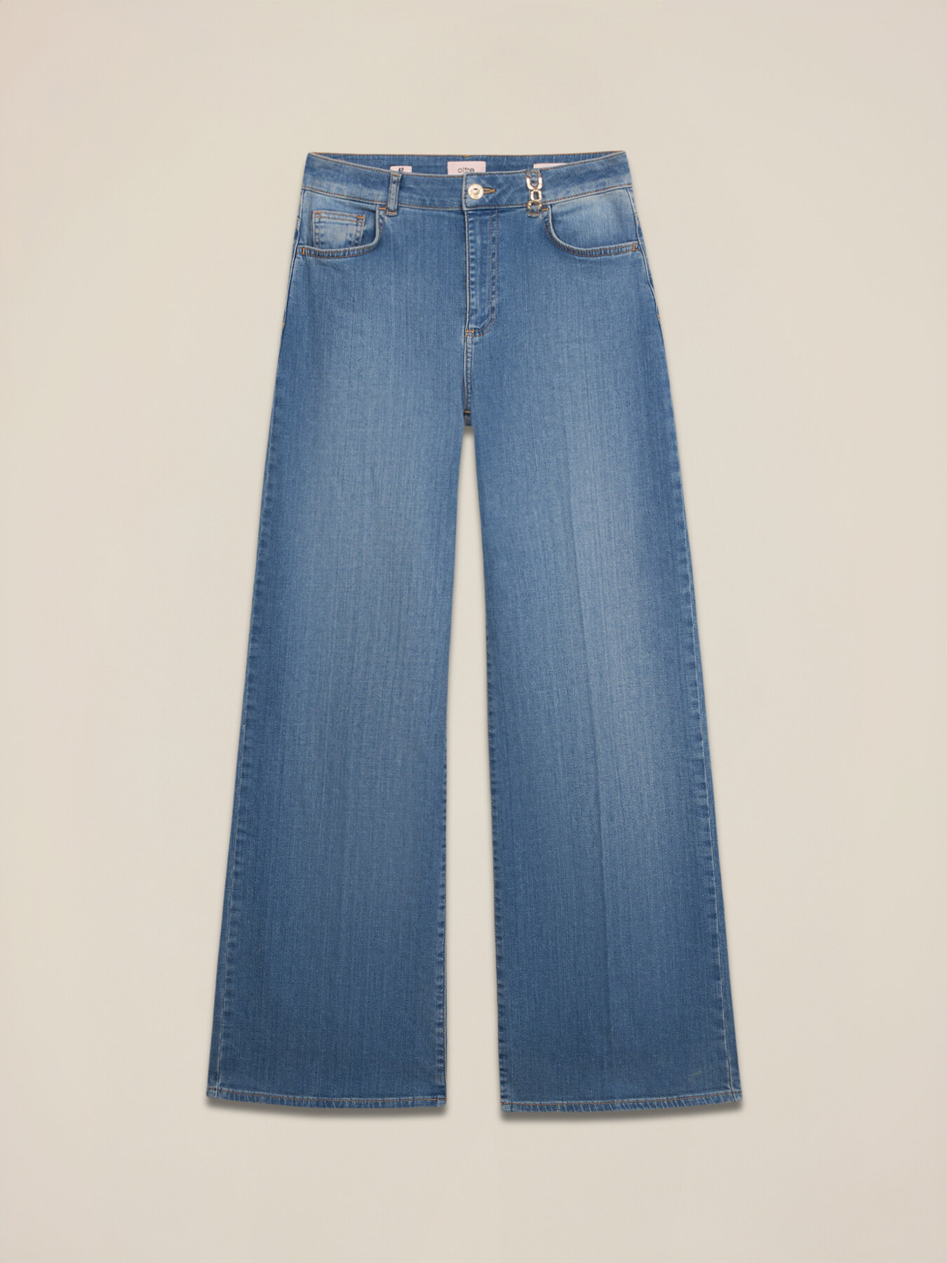 Jeans wide leg con dettaglio catena image number 4