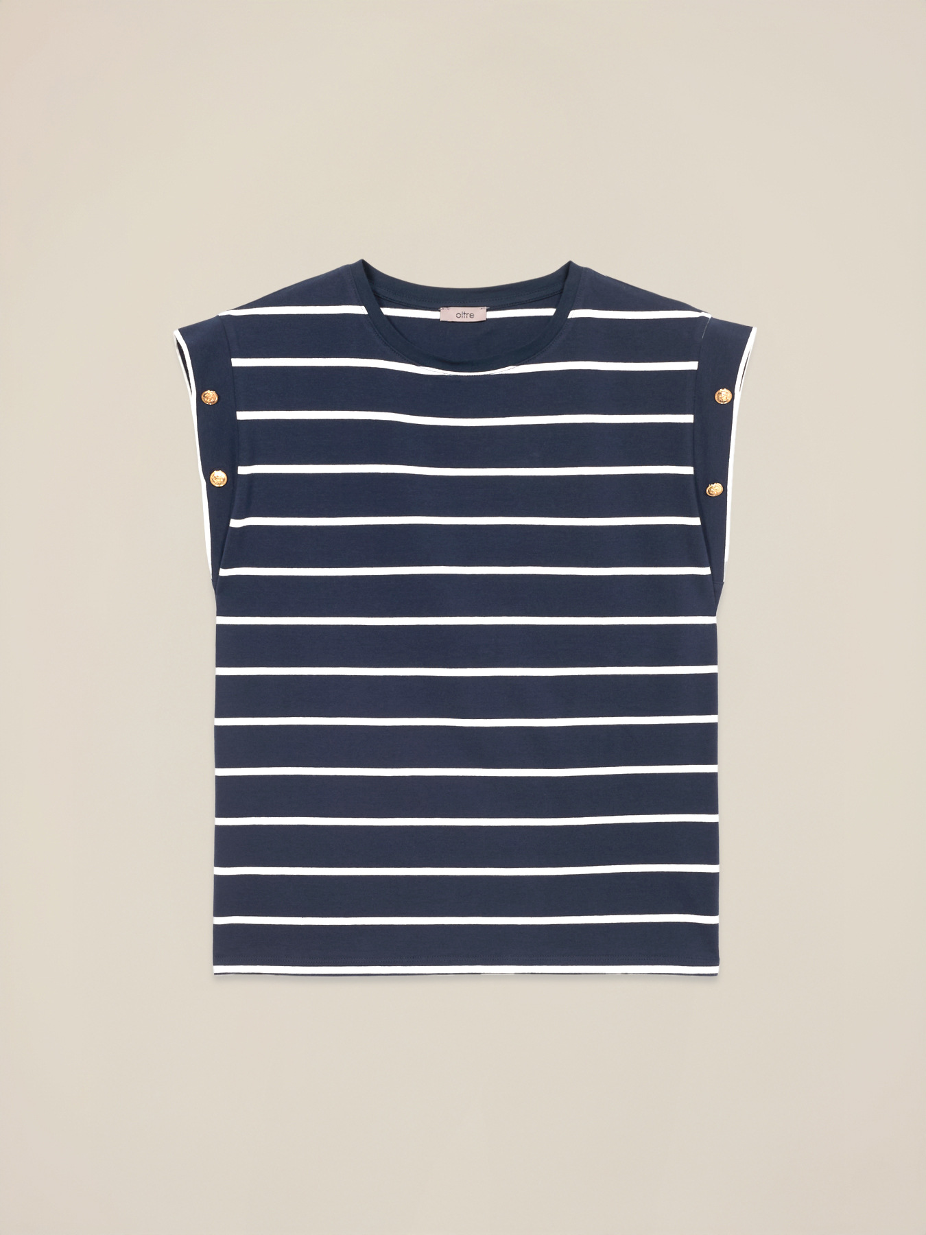 Striped T-shirt with decorative buttons image number 3
