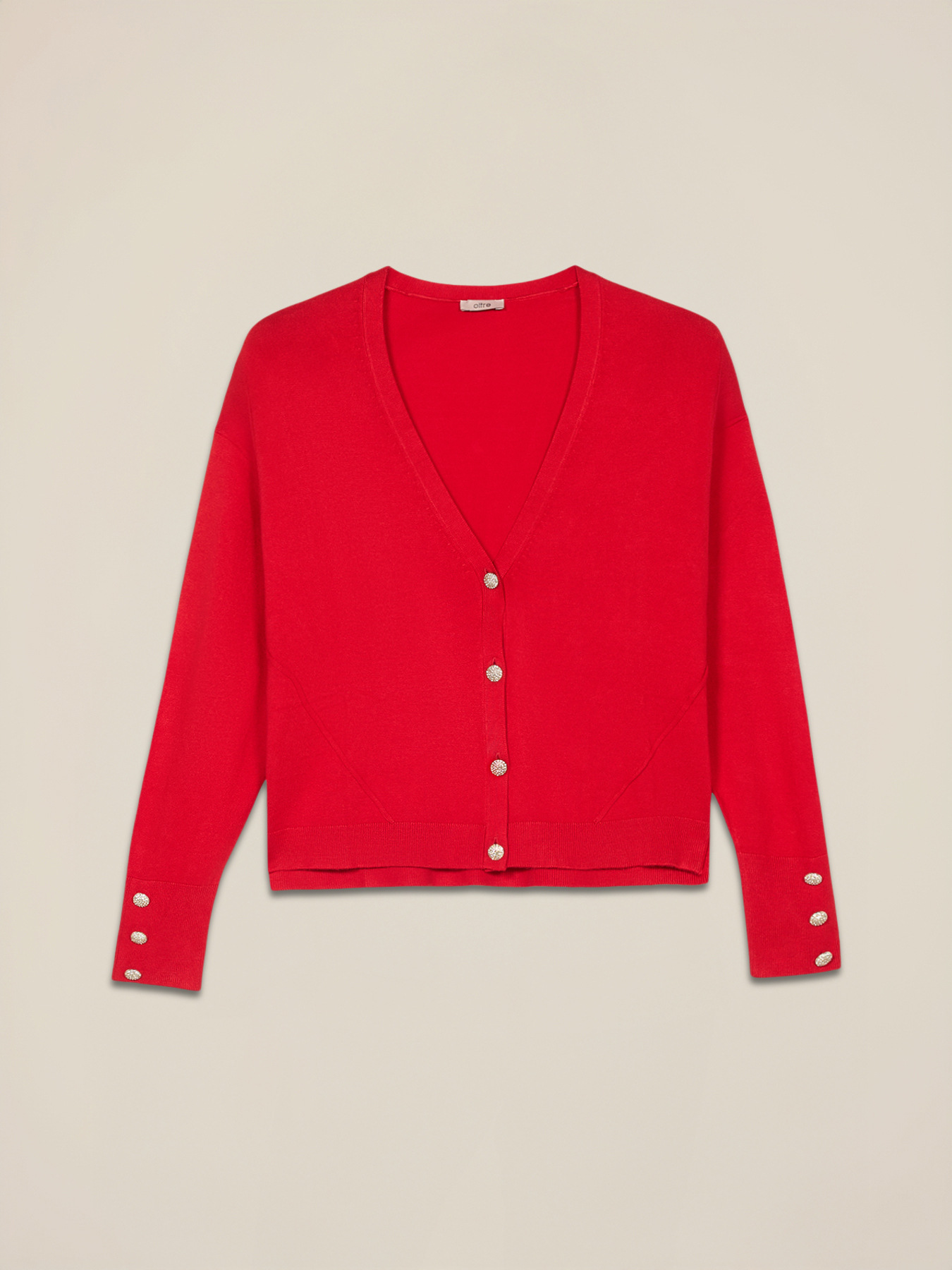 Cardigan misto viscosa con bottoni gioiello image number 3