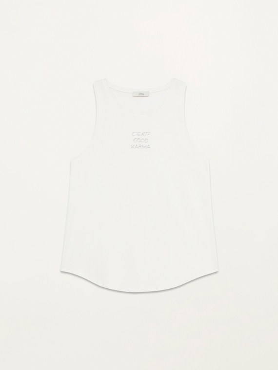 Modal-blend top with lettering