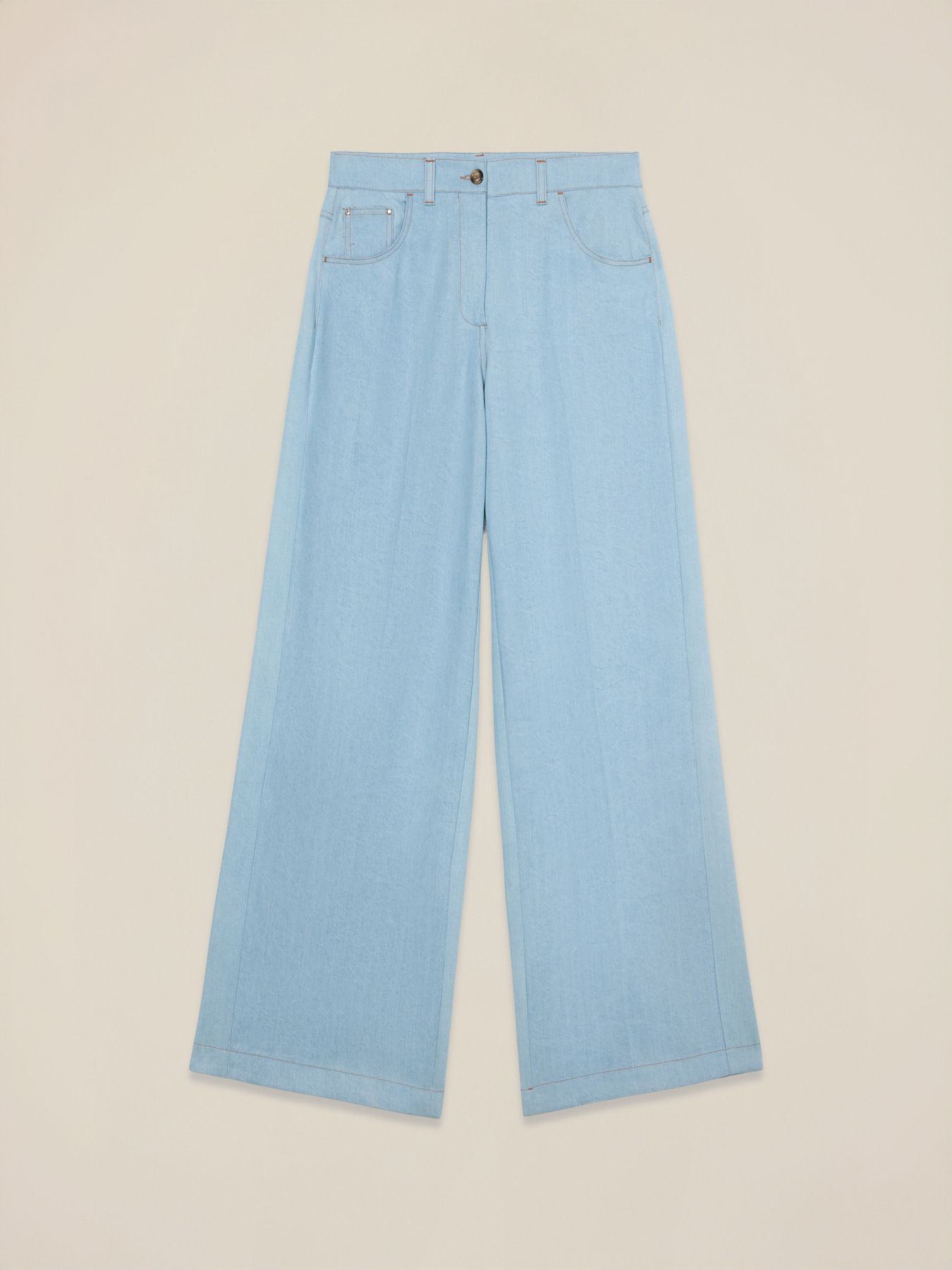 Pantalones palazzo de tencel image number 4