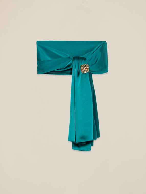 Satin stole with jewel detail