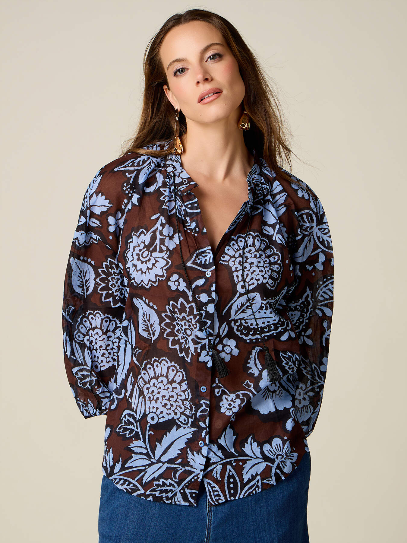 Chemise en coton &agrave; motifs image number 0