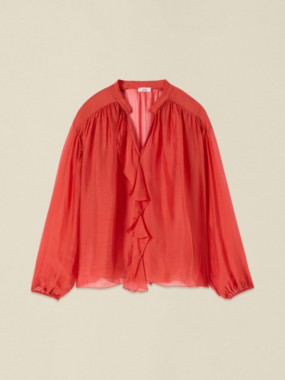 Blusa in voile di seta e viscosa