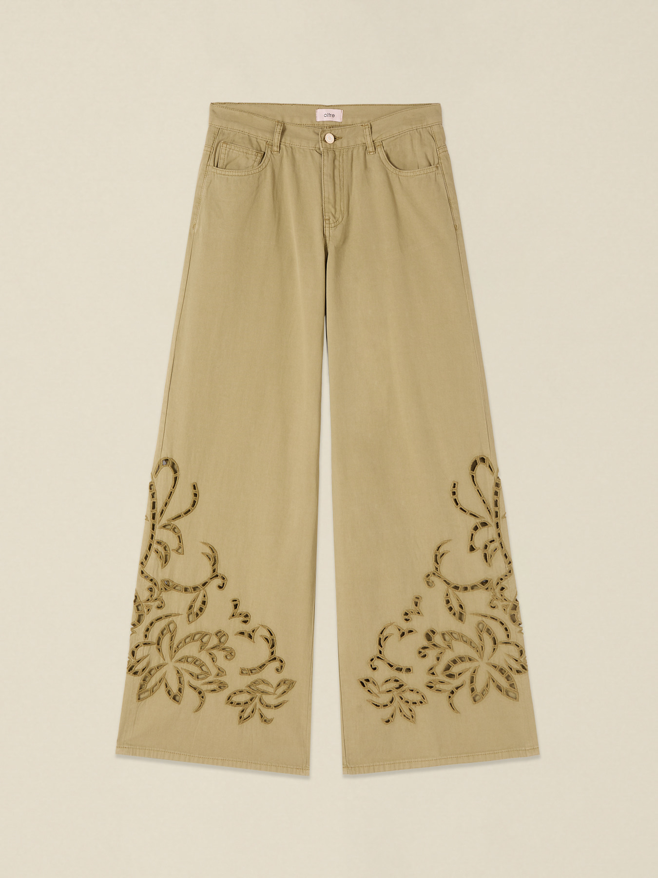 Palazzo pants with see-through embroidery image number 5