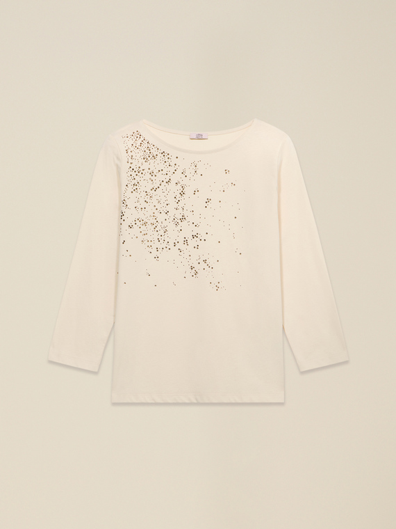 Cotton T-shirt with appliqu&eacute;s