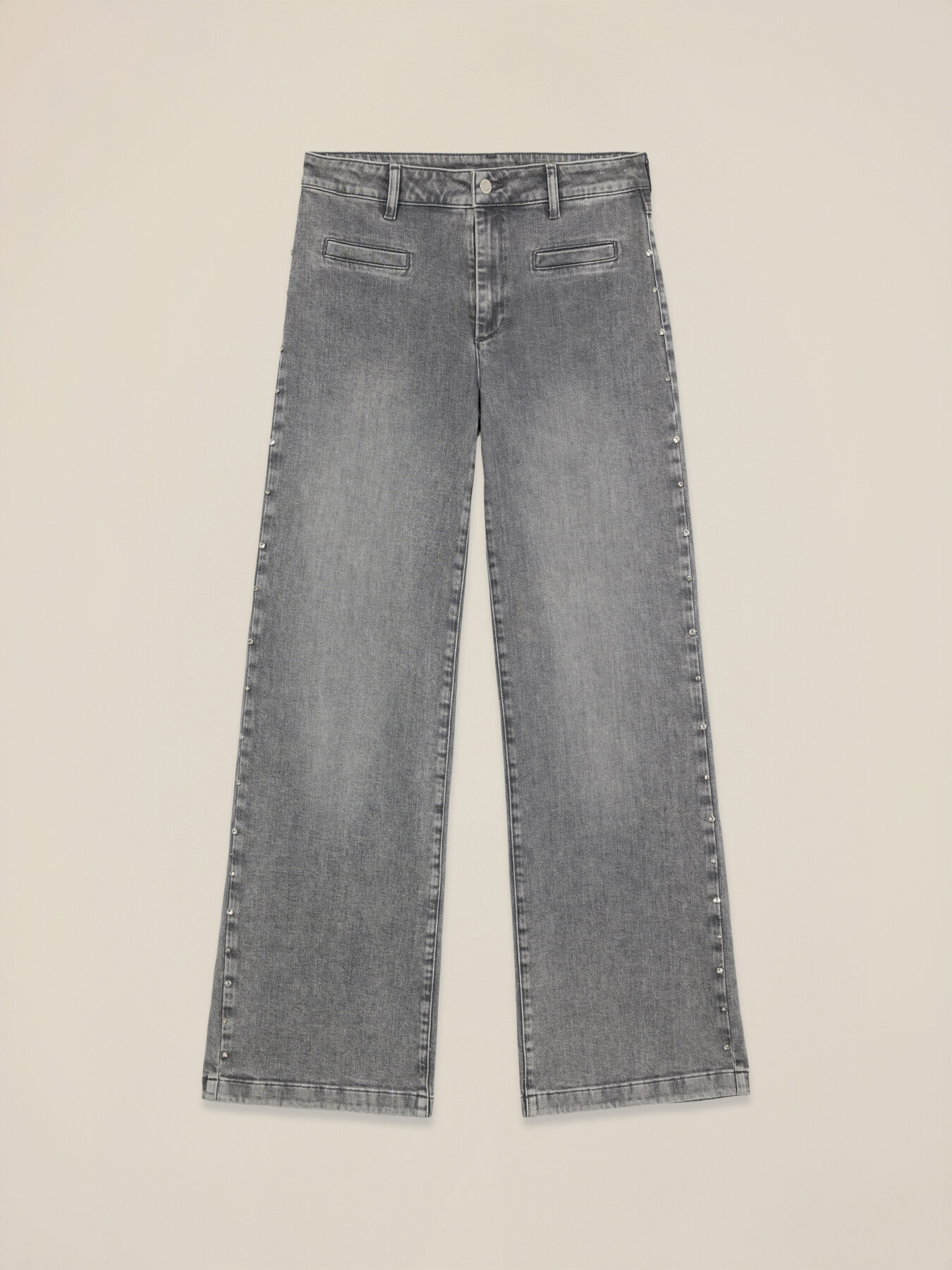 Palazzo-Jeans mit dekorativen Nieten image number 4