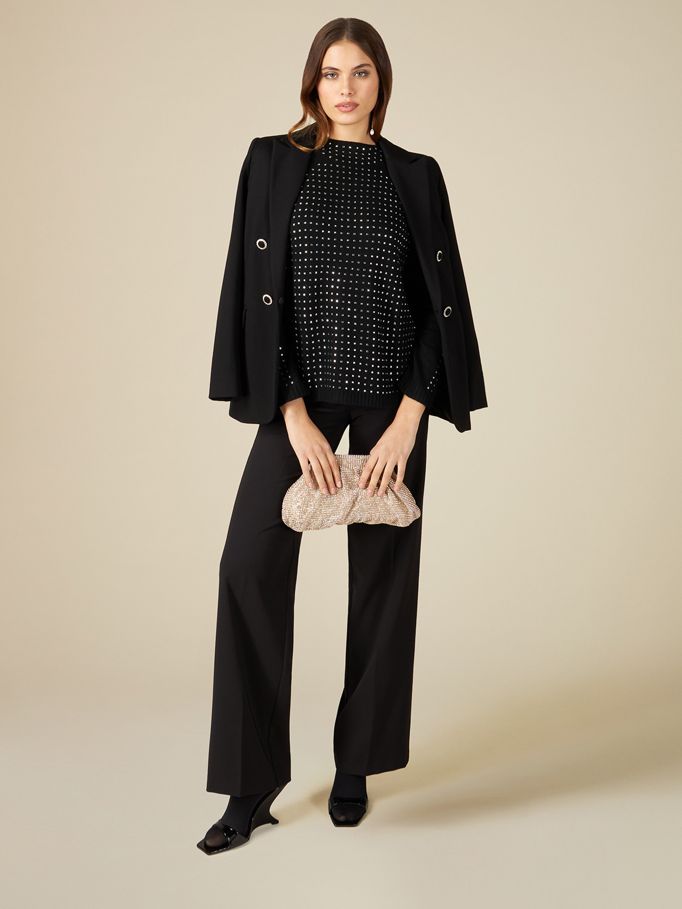 Pullover aus Kaschmirgemisch mit Glassteinen image number 3