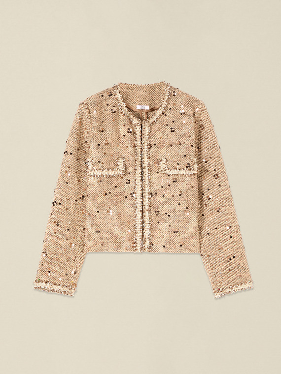 Strukturierte Jacke mit Pailletten