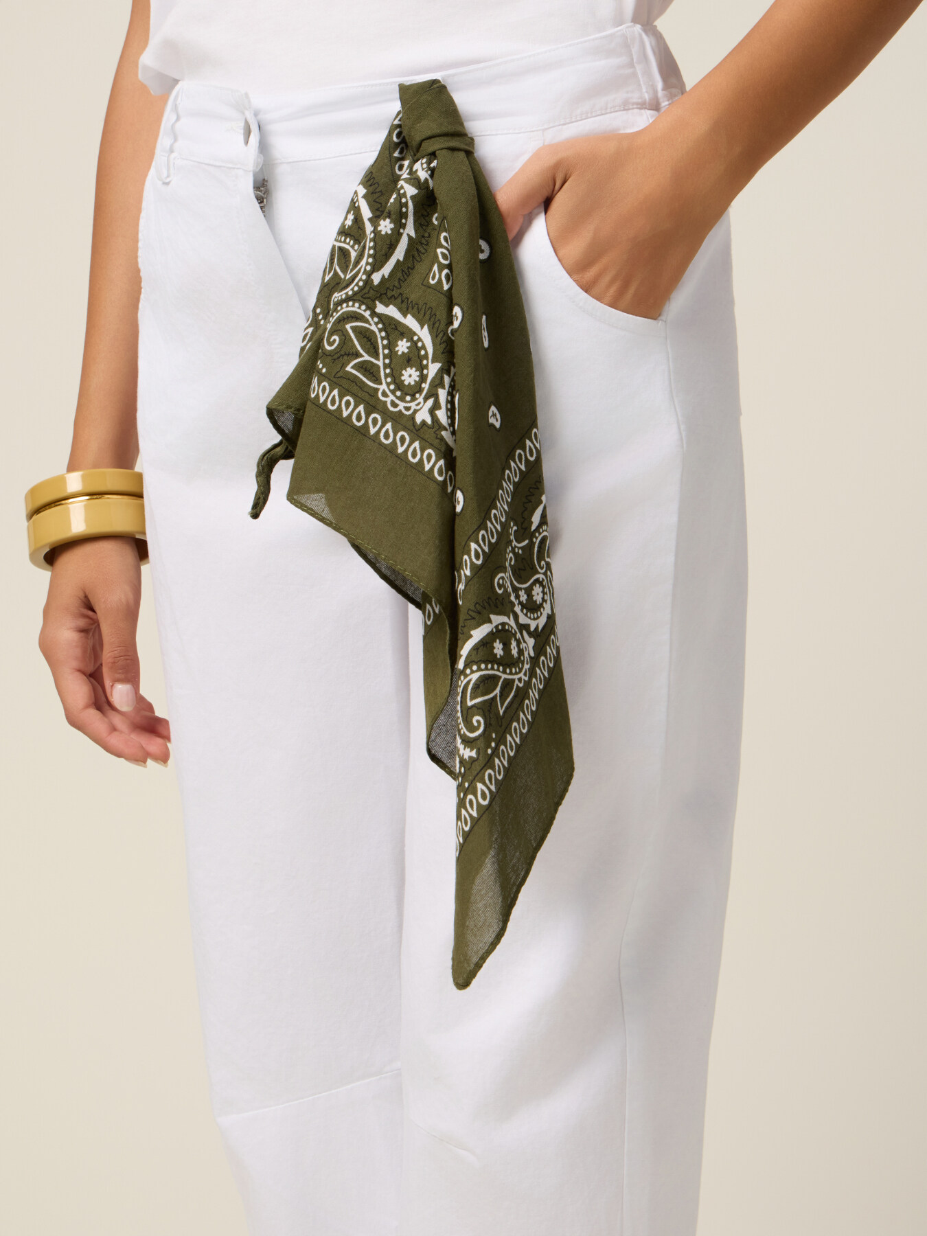 Pantaloni barrel cu bandană image number 2