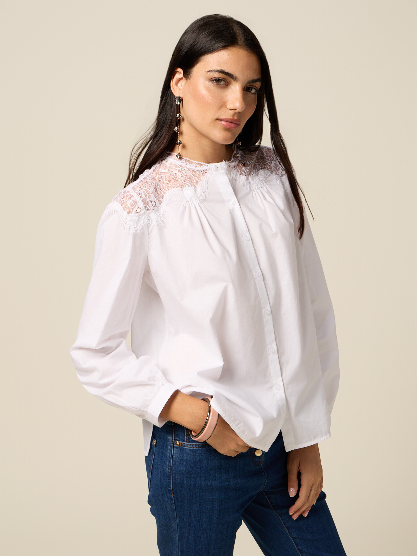 Shirt with lace inserts image number 3