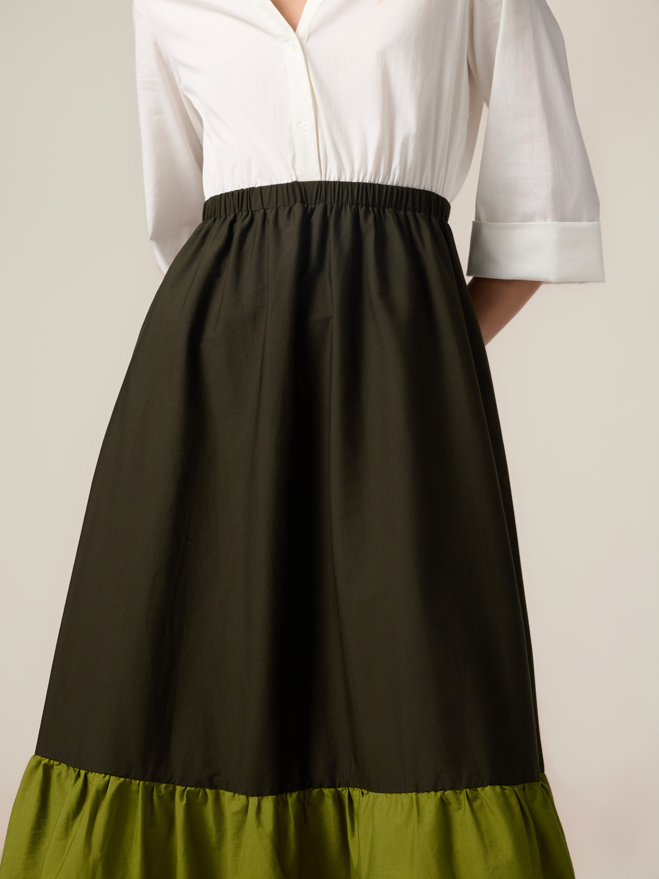 Vestido largo color block image number 2