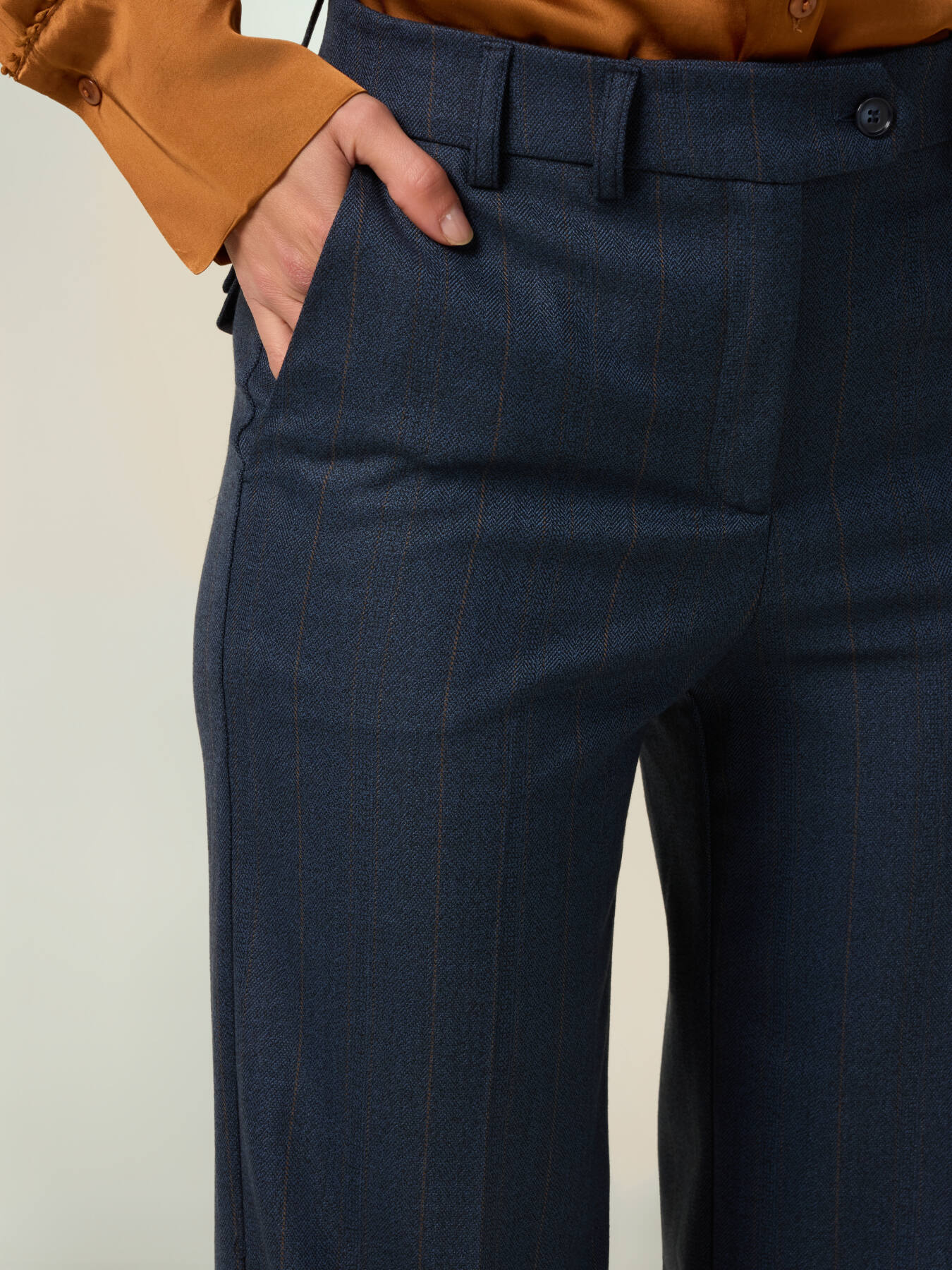 Wide leg flare pants with cuff image number 2