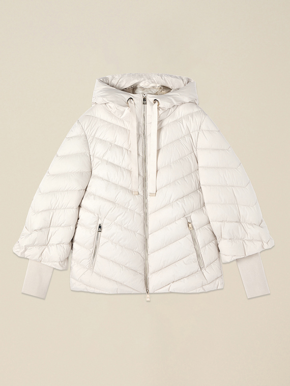 Down jacket with hood and cuffs