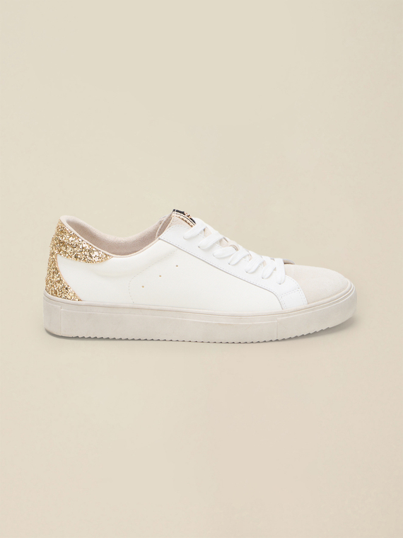 Sneaker in pelle con glitter