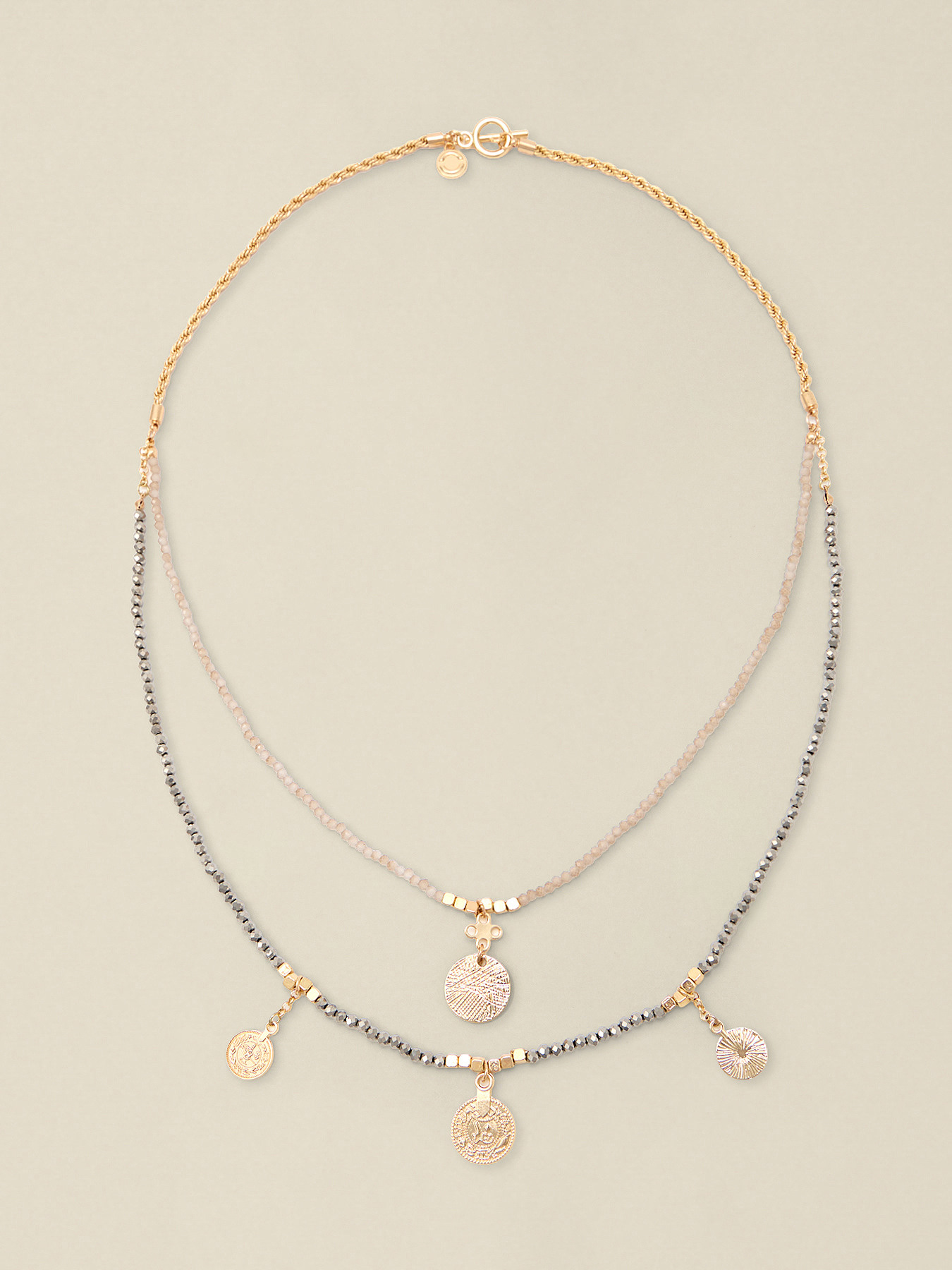 Collar doble hilo con charms image number 1