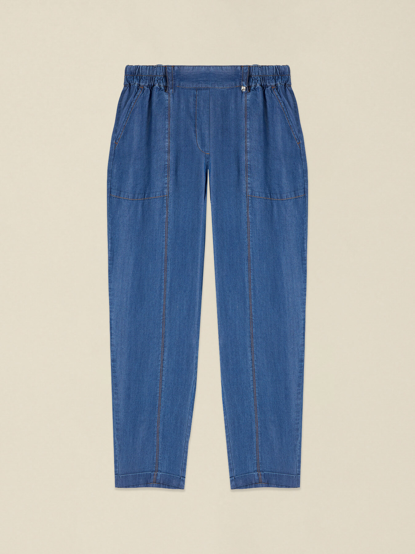 Joggers in tencel effetto denim image number 4