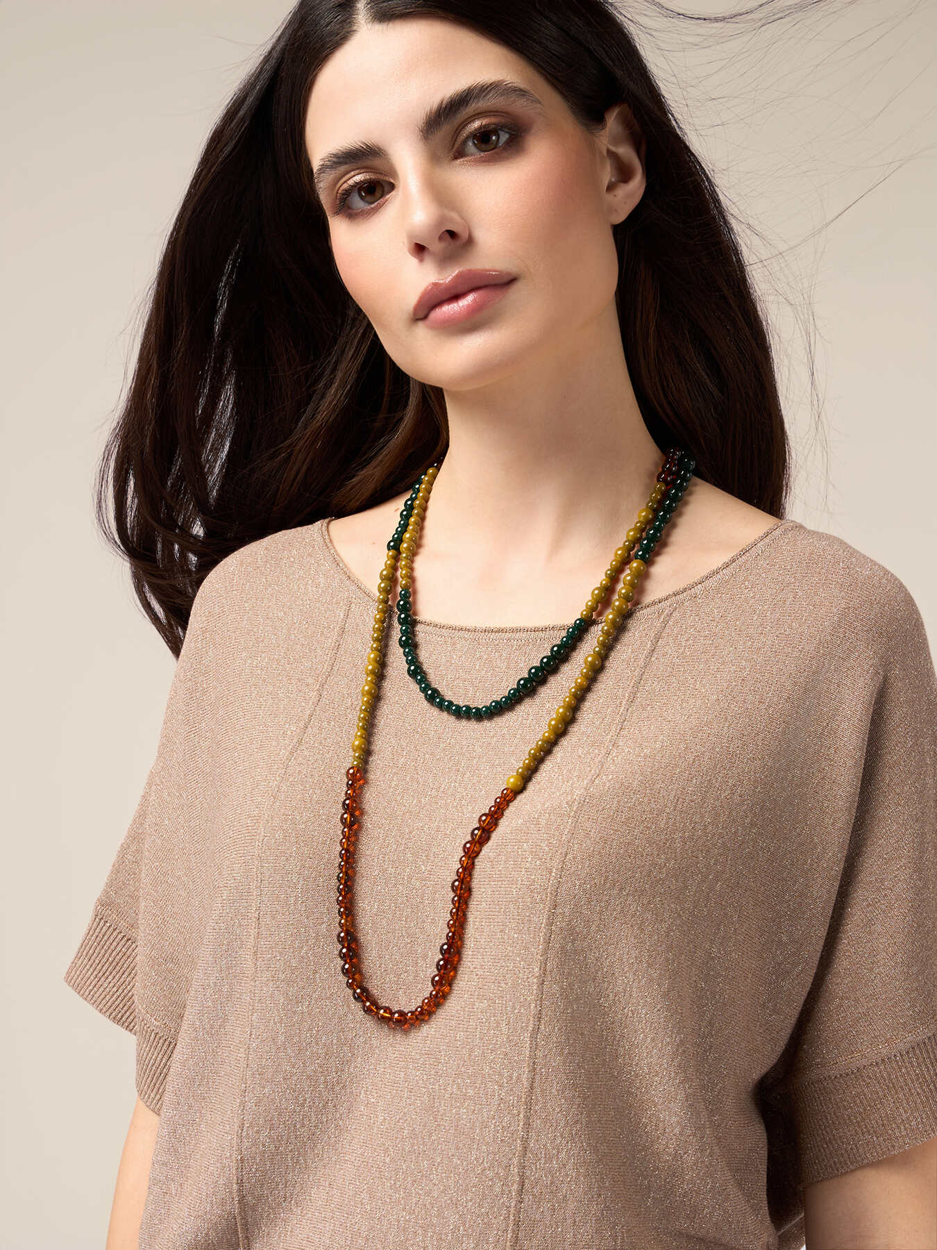 Collier multi-rangs avec pierres et verres image number 0