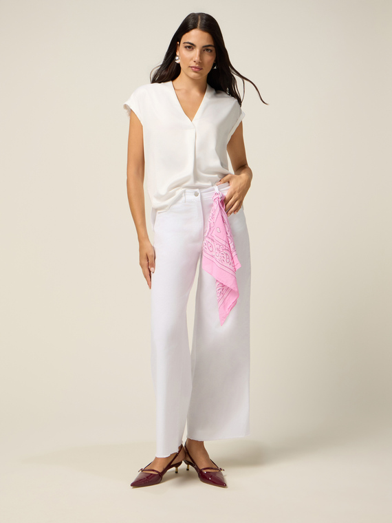 Pantalones palazzo de algod&oacute;n con pa&ntilde;uelo